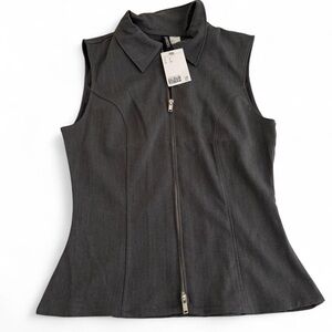 H&M Chic Dark Gray Sleeveless Slimming Collar Zipper Vest